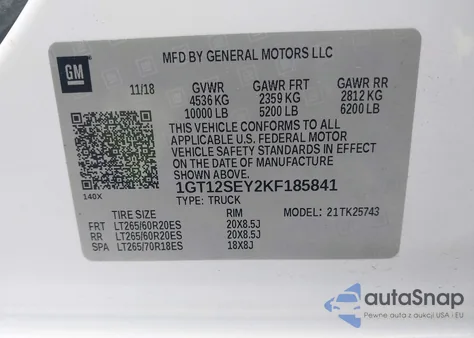 2019 GMC Sierra 2500Hd Denali from USA, damaged, VIN 1GT12SEY2KF185841